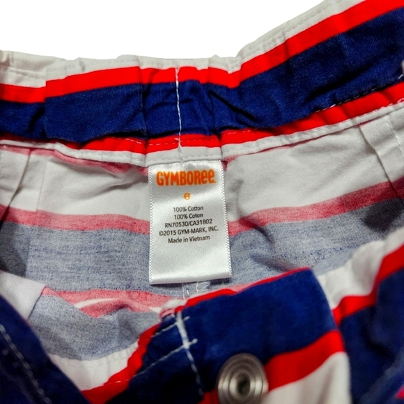 Gymboree Red White Blue Striped Unisex Size 6 Shorts USA America Patriotic - Picture 2 of 5